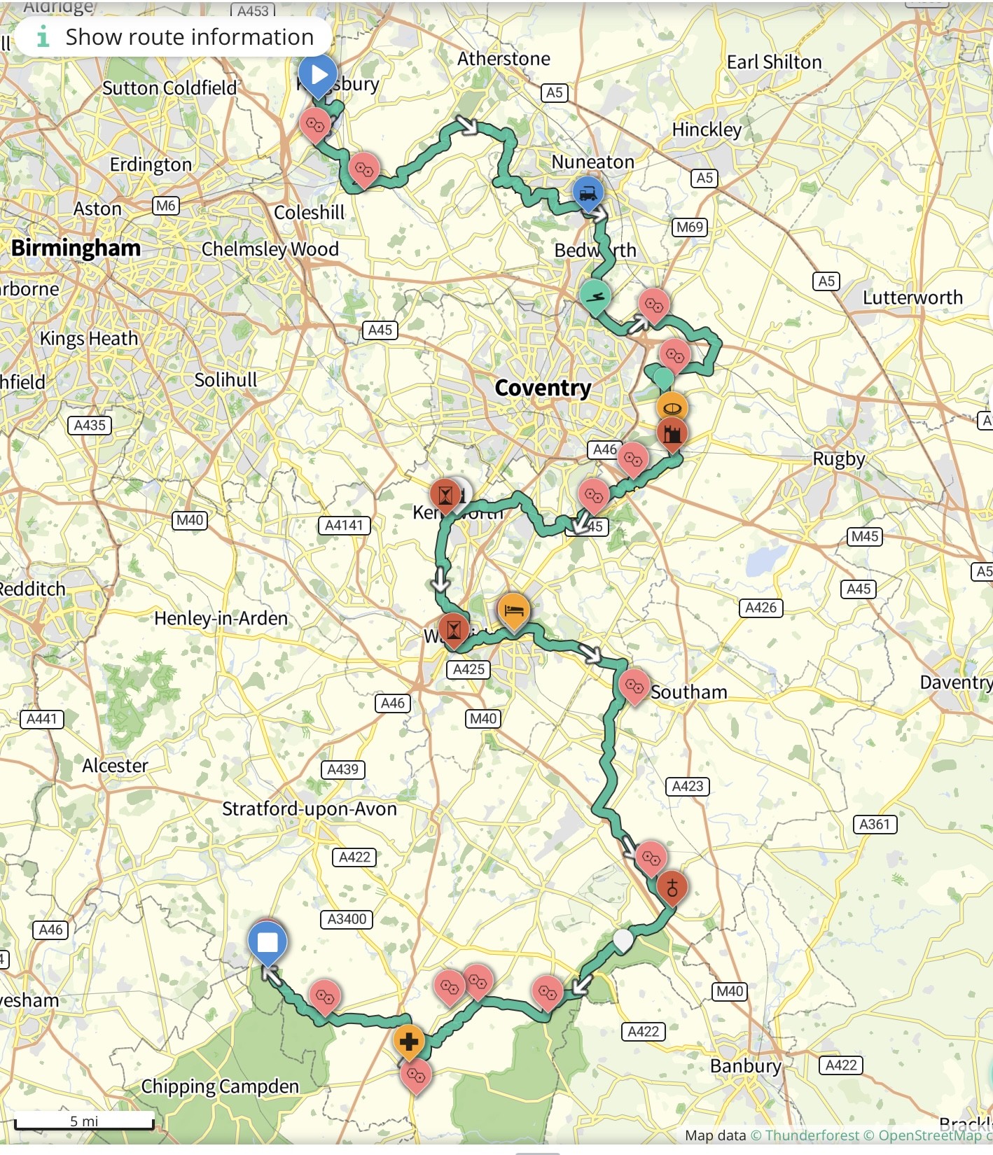 Route of Warwickshire Way